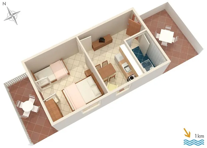 With A Parking Space Pucisca, Brac - 756 Appartement *